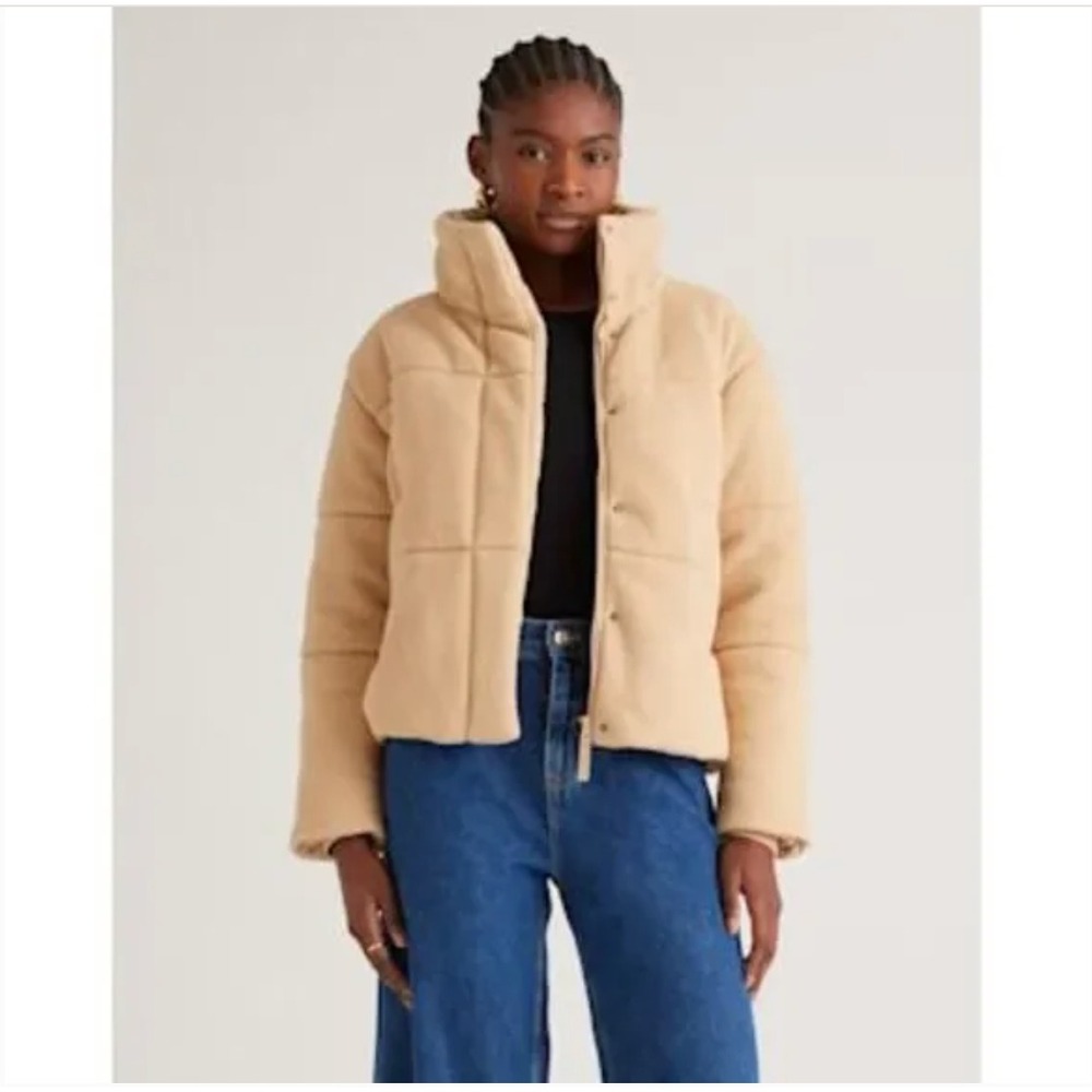 Women's Tan Puffer Jacket